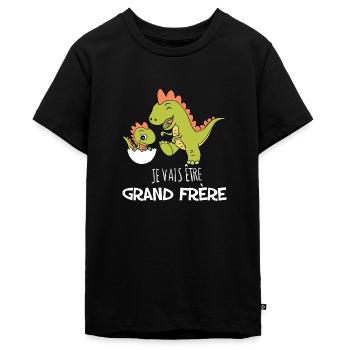 Je vais etre grand frere Dinosaure cadeau enfant - T-shirt Premium bio Ado - noir - Devant - AI Model Teenager Male light (155cm)