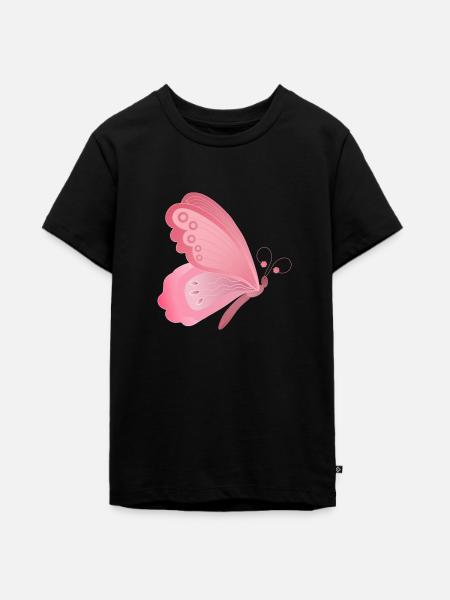 papillon rose - T-shirt Premium bio Ado - noir