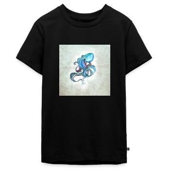 oktopus tintenfisch bunt tentakel meer tiefe wasse - Teenager Premium Bio T-Shirt - Schwarz - Vorne - AI Model Teenager Male light (155cm)
