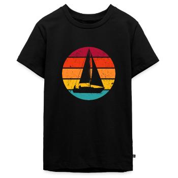 Segeln Vintage Sailing Segler Segelboot Segel - Teenager Premium Bio T-Shirt - Schwarz - Vorne - AI Model Teenager Male light (155cm)