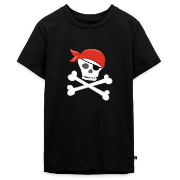 PIRATE - Teenager Premium Bio T-Shirt - Schwarz - Vorne - AI Model Teenager Male light (155cm)