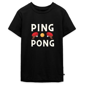 PING PONG - TENNIS DE TABLE - T-shirt Premium bio Ado - noir - Devant - AI Model Teenager Male light (155cm)