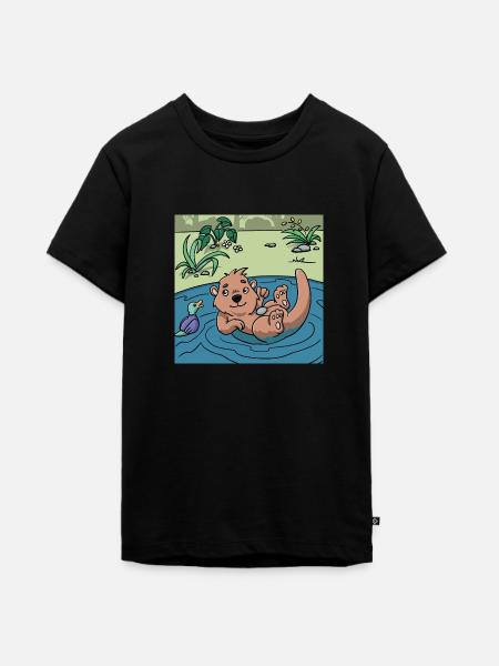 Best Friends Edition: Odderen 🦦 og anden 🦆 - Teenager Premium økologisk T-shirt - sort