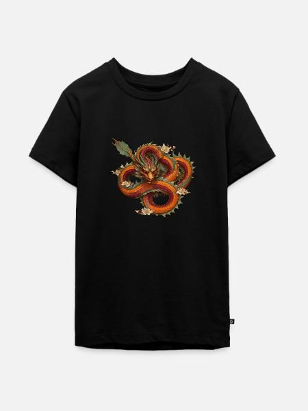 Roter Drache - Teenager Premium Bio T-Shirt - Schwarz