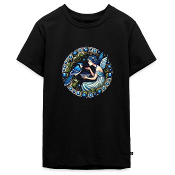 Blauhäher Fee - Teenager Premium Bio T-Shirt - Schwarz - Vorne - AI Model Teenager Male light (155cm)