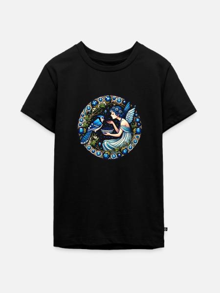 Blauhäher Fee - Teenager Premium Bio T-Shirt - Schwarz