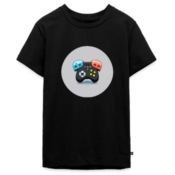 Gaming - Teenager Premium Bio T-Shirt - Schwarz - Vorne - AI Model Teenager Male light (155cm)