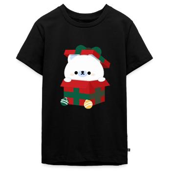 Polar Bear Christmas Present - Teenager Premium Organic T-Shirt - black - Front - AI Model Teenager Male light (155cm)
