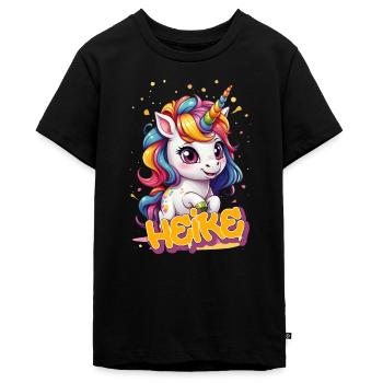 HEIKE - Beau prénom de fille avec une jolie licorne - T-shirt Premium bio Ado - noir - Devant - AI Model Teenager Male light (155cm)