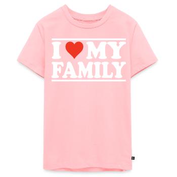 J’aime ma famille - design familial cool - T-shirt Premium bio Ado - rose - Devant