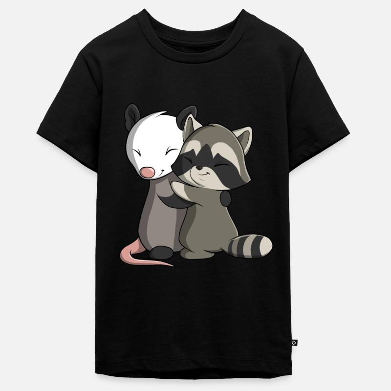 Opossum et raton laveur - T-shirt Premium bio Ado - noir