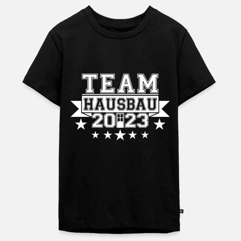 Team Hausbau 2023 Eigenheim Häuslebauer Bauherr - Teenager Premium Bio T-Shirt - Schwarz
