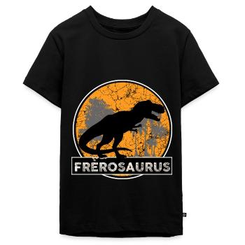 Frérosaurus Idée Cadeau Frère Dinosaure Humour - T-shirt Premium bio Ado - noir - Devant - AI Model Teenager Male light (155cm)