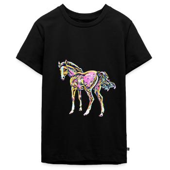 Cheval - T-shirt Premium bio Ado - noir - Devant - AI Model Teenager Male light (155cm)
