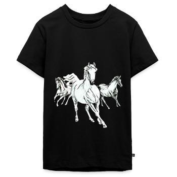Chevaux - T-shirt Premium bio Ado - noir - Devant - AI Model Teenager Male light (155cm)