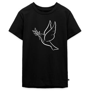 Colombe de la paix, dessinée à la main. Symbole de paix - T-shirt Premium bio Ado - noir - Devant - AI Model Teenager Male light (155cm)