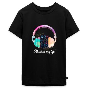 Musik ist mein Leben - Teenager Premium Bio T-Shirt - Schwarz - Vorne - AI Model Teenager Male light (155cm)