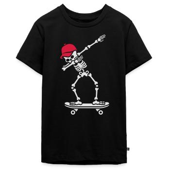 Dab dabbing skeleton skateboard skater - Teenager Premium Bio T-Shirt - Schwarz - Vorne - AI Model Teenager Male light (155cm)