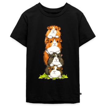 Meerschweinchen Turm Kunststücke - Teenager Premium Bio T-Shirt - Schwarz - Vorne - AI Model Teenager Male light (155cm)