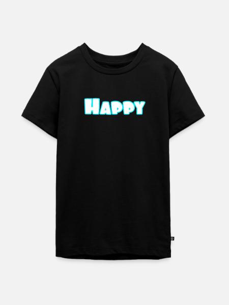 happy - Teenager Premium Bio T-Shirt - Schwarz