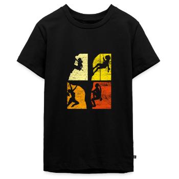 Klettern Mädchen Bergsteiger - Teenager Premium Bio T-Shirt - Schwarz - Vorne - AI Model Teenager Male light (155cm)