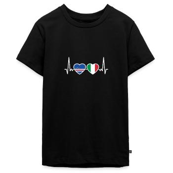 Kap Verde Italien Herzschlag Flagge Kapverden - Teenager Premium Bio T-Shirt - Schwarz - Vorne - AI Model Teenager Male light (155cm)
