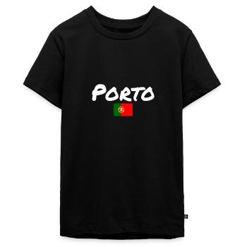 Porto Portugal Portugiesische Flagge Portugiese - Teenager Premium Bio T-Shirt - Schwarz - Vorne - AI Model Teenager Male light (155cm)