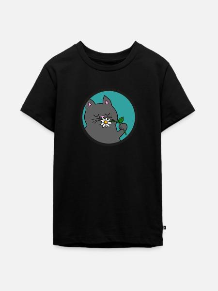 Graue Sommer Katze - Teenager Premium Bio T-Shirt - Schwarz