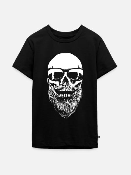 Bart Skull Hipster - Teenager Premium Bio T-Shirt - Schwarz