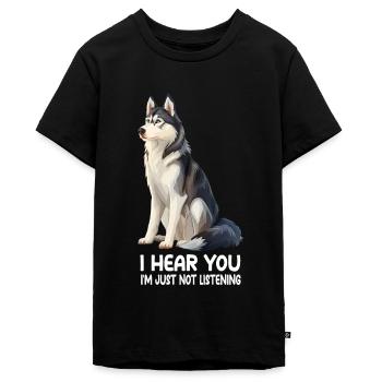 Husky - Teenager Premium Bio T-Shirt - Schwarz - Vorne - AI Model Teenager Male light (155cm)