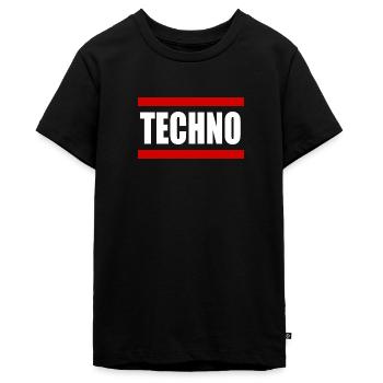 Techno Rave Music - Teenager Premium Organic T-Shirt - black - Front - AI Model Teenager Male light (155cm)