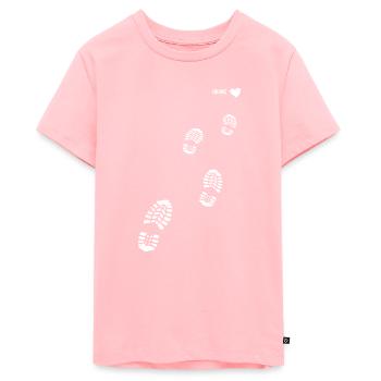 Wandern Liebe Fußabdruck Wanderschuhe Geschenk - Teenager Premium Bio T-Shirt - Rosa - Vorne