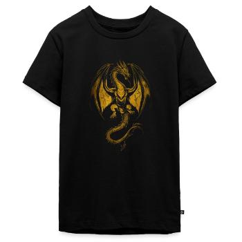 Goldener Drache zügellos - Teenager Premium Bio T-Shirt - Schwarz - Vorne - AI Model Teenager Male light (155cm)