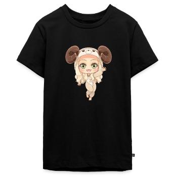 MOSBIES Widder Sternzeichen Horoskop Geschenk - Teenager Premium Bio T-Shirt - Schwarz - Vorne - AI Model Teenager Male light (155cm)