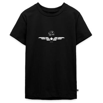 Comic Held Schild Helm Captain - Teenager Premium Bio T-Shirt - Schwarz - Vorne - AI Model Teenager Male light (155cm)