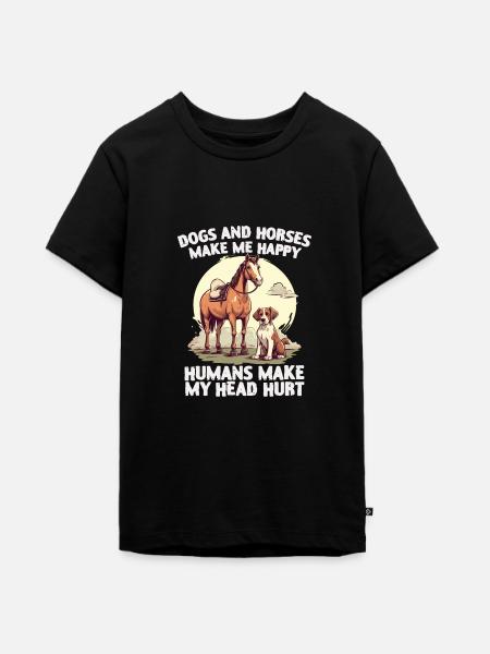 Hunden Und Pferden - Teenager Premium Bio T-Shirt - Schwarz