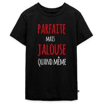 parfaite mais jalouse quand même - T-shirt Premium bio Ado - noir - Devant - AI Model Teenager Male light (155cm)