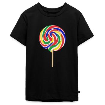 Colorful lollipop with stalk - Teenager Premium Organic T-Shirt - black - Front - AI Model Teenager Male light (155cm)