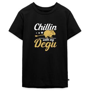 Chillin with my degu - Teenager Premium Bio T-Shirt - Schwarz - Vorne - AI Model Teenager Male light (155cm)