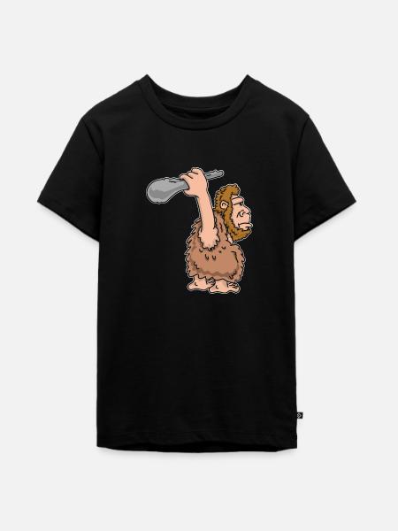 Steinzeit Mensch mit Keule - Teenager Premium Bio T-Shirt - Schwarz