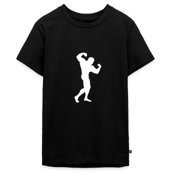 Bodybuilder Muskelmann Muskelshirt - Teenager Premium Bio T-Shirt - Schwarz - Vorne - AI Model Teenager Male light (155cm)