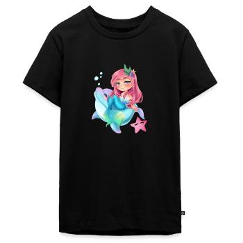 Mermaid Riding Dolphin For Woman Kids Cute Mermaid - Teenager Premium Bio T-Shirt - Schwarz - Vorne - AI Model Teenager Male light (155cm)