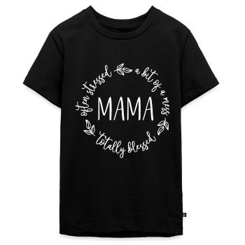Total oft gestresst ein bisschen Chaos Mama - Teenager Premium Bio T-Shirt - Schwarz - Vorne - AI Model Teenager Male light (155cm)