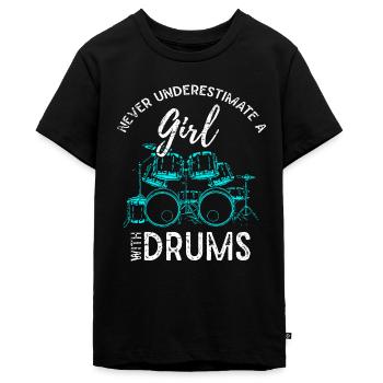 Schlagzeug Perkussion Schlagzeuger Frauen Mädchen Kinder Geschenk D - Teenager Premium Bio T-Shirt - Schwarz - Vorne - AI Model Teenager Male light (155cm)