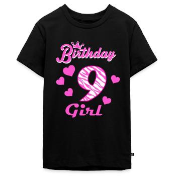 Alles Gute zum Geburtstag , Mädchen 9. Party 9 Jahre alt Bdaya - Teenager Premium Bio T-Shirt - Schwarz - Vorne - AI Model Teenager Male light (155cm)