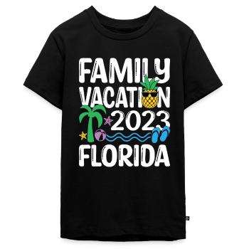 Vacances en famille Floride 2023tripforida vacancesflo - T-shirt Premium bio Ado - noir - Devant - AI Model Teenager Male light (155cm)