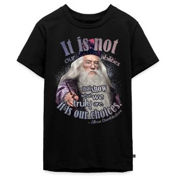 Harry Potter Spruch Von Albus Dumbledore - Teenager Premium Bio T-Shirt - Schwarz - Vorne - AI Model Teenager Male light (155cm)