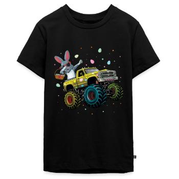 Ostern Bunny Monstertruck Eier Abenteuer - Teenager Premium Bio T-Shirt - Schwarz - Vorne - AI Model Teenager Male light (155cm)