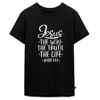 Jesus - Ekologisk premium-T-shirt tonåring - svart - Fram - AI Model Teenager Male light (155cm)
