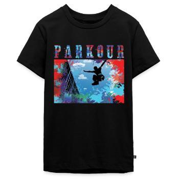 Parkour - T-shirt Premium bio Ado - noir - Devant - AI Model Teenager Male light (155cm)